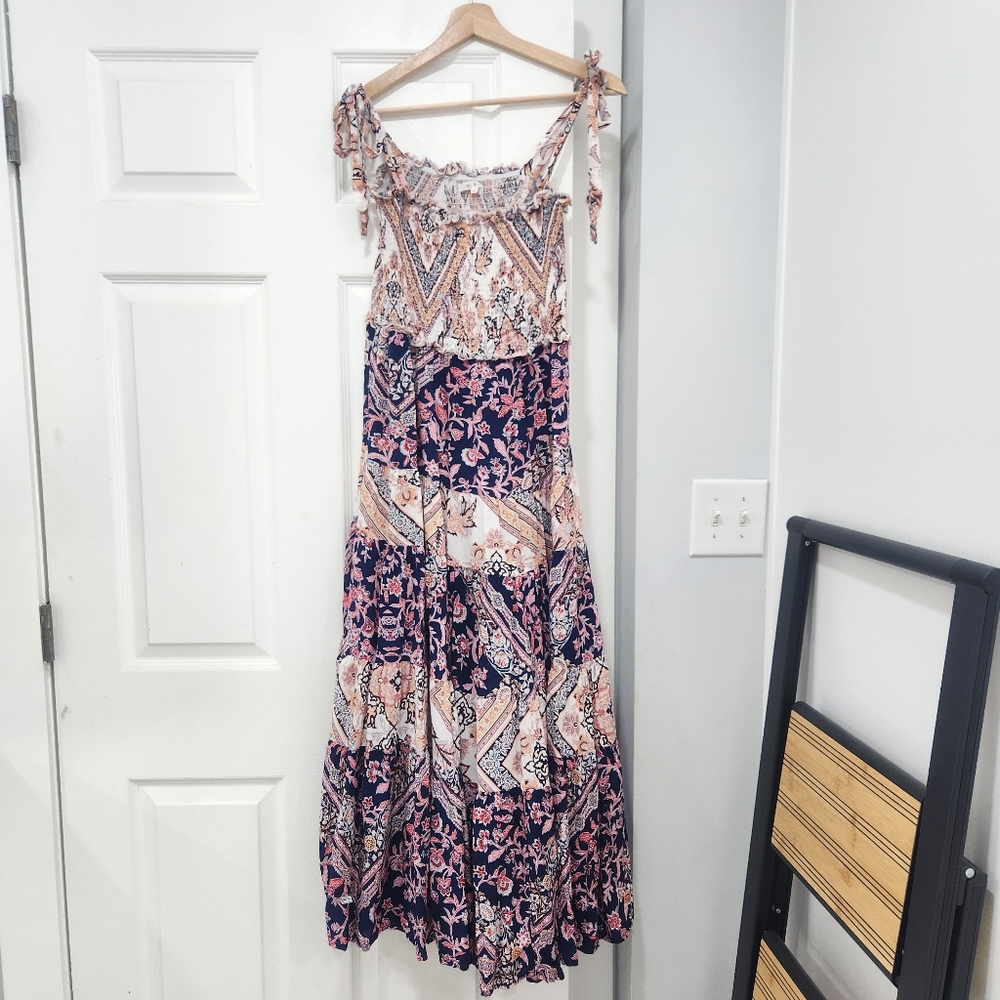 Abel The Label Tiered Boho Printed Maxi Dress Medium